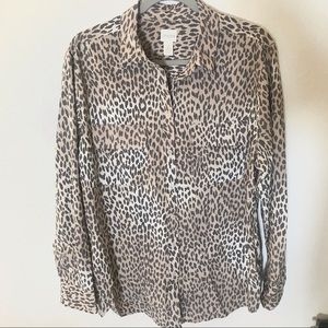Chico’s leopard print button down blouse